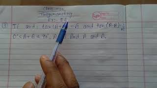 If and  Tan AB  √3 and Tan AB  1√3 0° AB ≤ 90° A B Find A And B [upl. by Noroj]