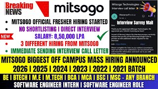 Finally Mitsogo Biggest Hiring Announcement  OFF campus Drive 2026  2025  2024  2023 2022 Batch [upl. by Ainnat]