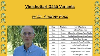 Vimshottari Dasha Variants w Dr Andrew Foss [upl. by Ame]