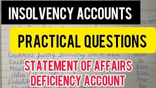 Insolvency Account BCom 1st year  Practical Questions Statement Of Affairs amp Deficiency Account [upl. by Mohamed64]