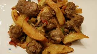 Recette de Frite de Pomme de terre et de Boulette de viande hachée aux légumes frite yummy food [upl. by Wessling]