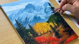 Easy Way to Paint an Autumn Landscape  Acrylic Painting [upl. by Nolyaj]