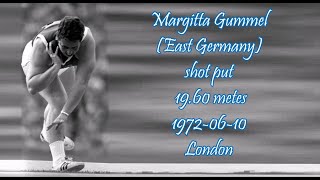 Margitta Gummel East Germany shot put 1960 metes 19720610 London [upl. by Lladnarc175]