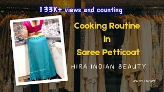 Hira Indian Beauty Cooking in Saree Blouse and Petticoat Spicy Kitchen [upl. by Matilde625]