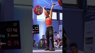 Nina Sterckx 59kg 🇧🇪 121kg  267lbs CampJ PR cleanandjerk weightlifting slowmotion [upl. by Coit]