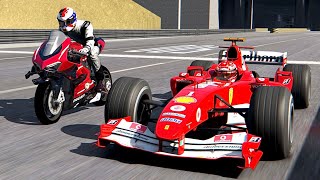 Ferrari F1 2004 vs Ducati V4 Superleggera 2023  Drag Race 2 KM [upl. by Euqinom]