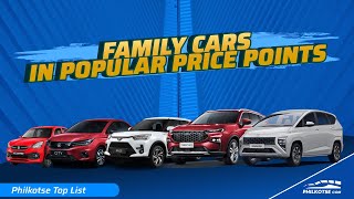 Most Popular Price Points for FAMILY CARS in PH 2024 Edition  Philkotse Top List [upl. by Amikay]