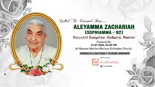 Aleyamma Zachariah Sophiamma  92 Karuvelil Bungalow Kadapra Mannar  FUNERAL SERVICE [upl. by Ethelyn]