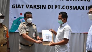 Vaksinasi di PT Cosmax Indonesia Targetkan 250 Warga Ciracas Per Hari [upl. by Lyj]