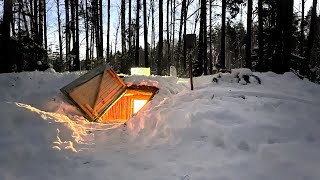 Winter Wonderland DUGOUT  The Most Hidden Underground House Cooked Bone Marrow on the stove [upl. by Bough]