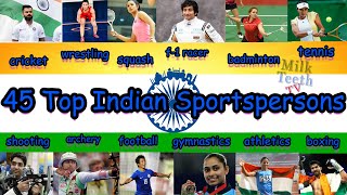 45 Top Famous Indian Sportspersons Names and Pictures  General Knowledge Sports Quiz [upl. by Lekcar]