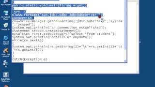 database connection through java JdbcOdbc [upl. by Boniface]