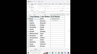 Combine Text from Multiple Cells into One Cell  Concat Function  excel hacks excelhacks concat [upl. by Donovan170]