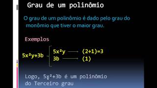 Polinômios e grau de um polinômio [upl. by Aicirpac]