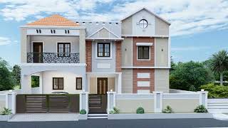 sloped roof classic house front elevation design 3d walkthrough [upl. by Akital]