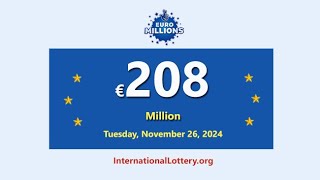 Result of Euro Millions on November 22 2024  Jackpot rises to €208000000 [upl. by Ttenna]