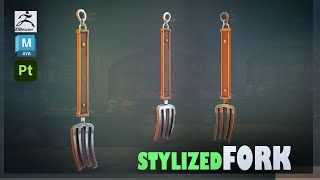 Stylized Fork 3D model with Maya 2025 Zbrush and Substance Painter [upl. by Ailil135]