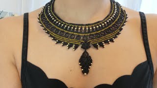 Collana macramè nero  oro  Necklace macrame black and gold [upl. by Chapa]