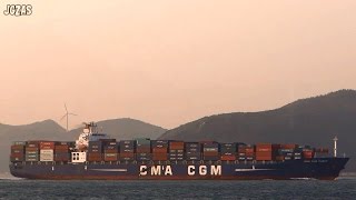 CMA CGM PUGET Container ship コンテナ船 香港沖 2014JAN [upl. by Roumell]