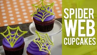 How to Make Candy Spider Web Cupcakes for Halloween [upl. by Thoer]