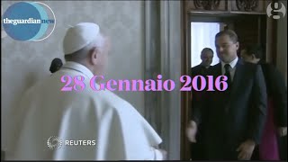 Gennaio 2016 visita privata di Di Caprio al papa [upl. by Chloras622]