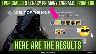 I purchased 9 Exotic Legacy Primary Engrams from XUR  Destiny 1 XUR D1 XUR Legacy Primary Engrams [upl. by Weitzman]