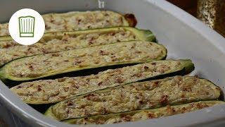 Gefüllte Zucchini  vegetarisch  Chefkochde [upl. by Anilatak166]