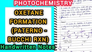 Oxetane FormationPaterno Bucchi Reaction  PhotoChemistry MSc 3 Sem [upl. by Wallack]