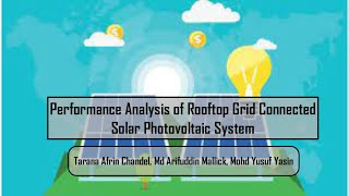 Performance Analysis of Rooftop Grid Connected Solar Photovoltaic System [upl. by Teri]