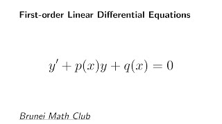 Firstorder Linear Differential Equations [upl. by Ettenal]