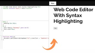 Create Your Own Code Editor With Syntax Highlighting using HTML CSS amp JavaScript [upl. by Jarus]