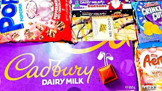 New candy cane popcorn giant Cadbury chocolate snack opening ASMR [upl. by Schaeffer]