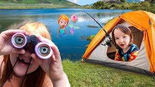 WE FOUND A MERMAiD Family Camping in the Backyard with Snakes Bugs and fun Adley Unicorn rescue [upl. by Ruff]