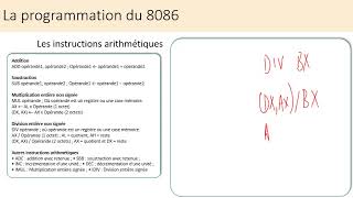 04 Le microprocesseur 8086 Partie 4 Jeu dinstructions et programmation en assembleur du 8086 [upl. by Beaulieu]