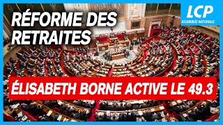 Réforme des retraites  Élisabeth Borne annonce le recours au 493  16032023 [upl. by Blainey208]