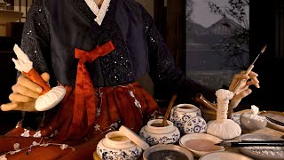 ASMR Korean Traditional Makeup  Joseon Dynasty Roleplay Layered Sounds [upl. by Sirrad631]