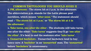 ENGLISH LANGUAGE MADE EASY EPISODE 10  Common Tautologies You Should Avoid  Part 2 [upl. by Guenevere572]