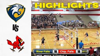 River Falls vs Chippewa Falls High School Varsity Volleyball Highlights 91224 [upl. by Anelrihs296]