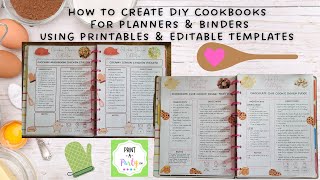 Create your own DIY Cookbook using printables and editable templates for planners and binders [upl. by Obadias]