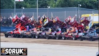 BriSCA F1 Stock Cars  European Championship Meeting Highlights Northampton Shaleway  090624 [upl. by Freemon]