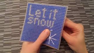 Plastic canvas coaster design  let it snow [upl. by Innaig]