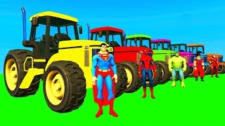 Fun Color Tractor amp Superheroes Cartoon for Kids and Colors for Children Nursery Rhymes [upl. by Enreval]