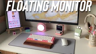 floating monitor set up no visible cables  desk makeover diaries ep 5 [upl. by Calabresi]