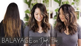 Balayage on Dark Hair  Foilayage Technique on Black Asian Hair [upl. by Pritchard930]