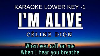 Céline Dion  Im Alive Karaoke Lower Key Nada Rendah Wanita 1 G mayor [upl. by Tserof]