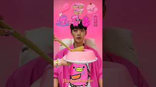 Random Pink Food ASMR Eating 🍧🦑🩷 mukbang cure short [upl. by Gherlein]