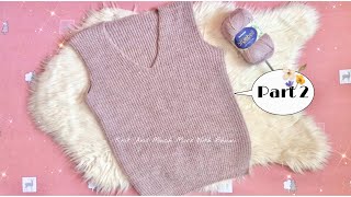 Gents VNeck Full Sweater Knitting Part 2  Sweater Design  Bunai  How To education [upl. by Jecho]