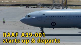 Royal Australian Air Force Airbus KC30A A39002 starting up and departing Perth Airport on RW24 [upl. by Earaj872]