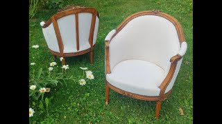 relooking dun fauteuil bergère gondole Louis XVI [upl. by Ynnek]