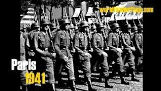 1941 Paris  Deutsche Besatzung  große Militärparade 1 [upl. by Aliuqahs180]